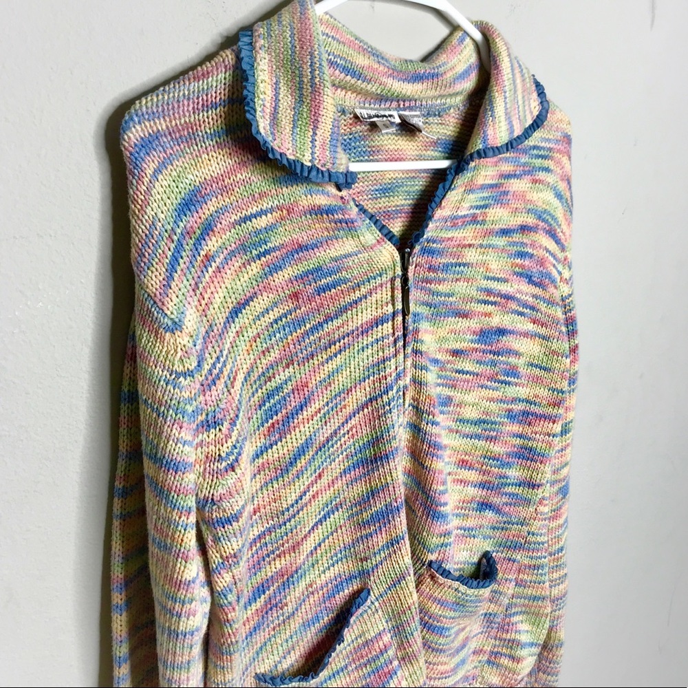 Tiny & Stu Pastel Rainbow Jacket Light Blue Ruffle Sz S